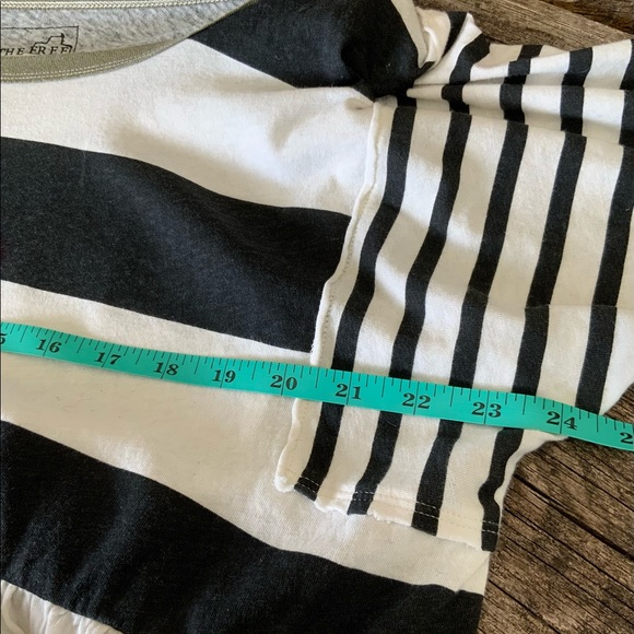 Free People We The Free size M Black White Stripe with peplum Top - Picture 2 of 7